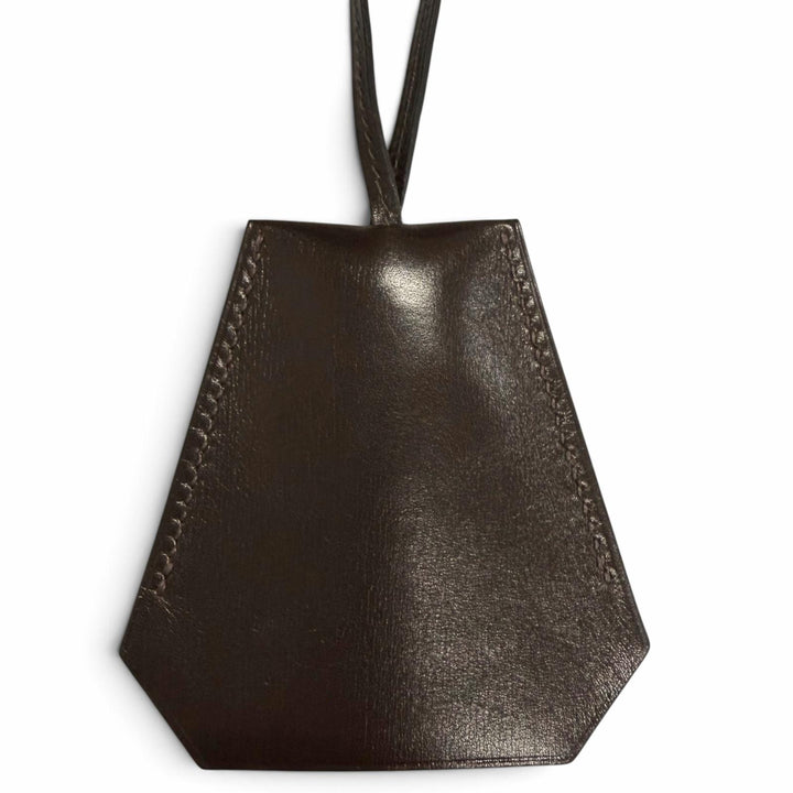 Great HERMES Necklace Margiela-era Large Clochette Dark brown Box scarf