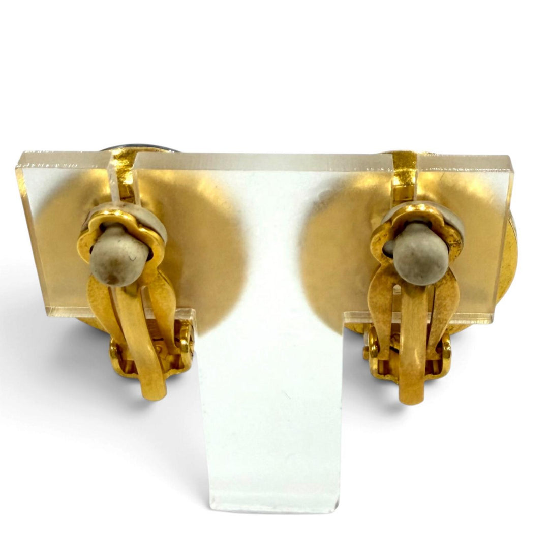 Great CHANEL Earring COCO Mark Blue Marble blue Women 95A