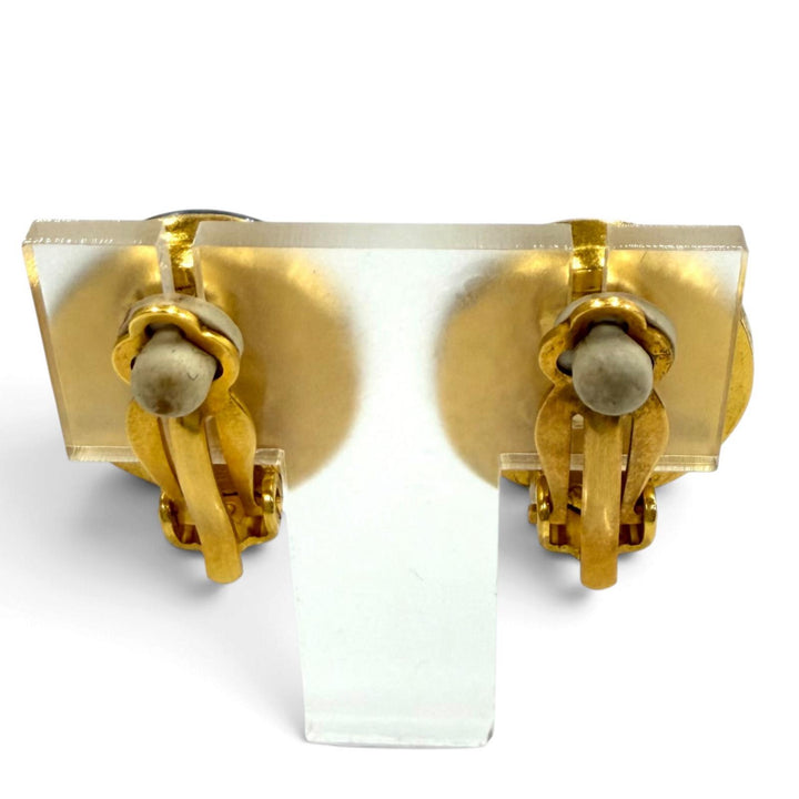 Great CHANEL Earring COCO Mark Blue Marble blue Women 95A