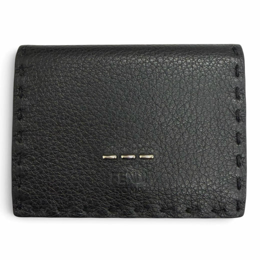 Excellent FENDI Tri-fold wallet Celeria Compact wallet black leather mens 7M0280
