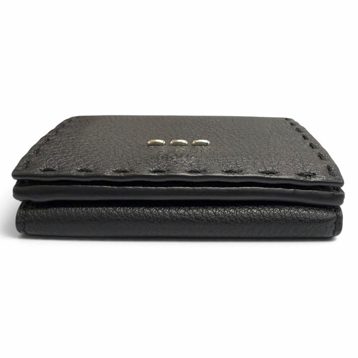 Excellent FENDI Tri-fold wallet Celeria Compact wallet black leather mens 7M0280