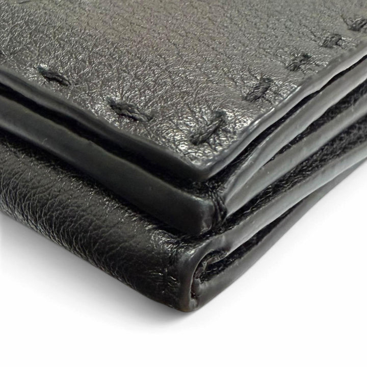 Excellent FENDI Tri-fold wallet Celeria Compact wallet black leather mens 7M0280
