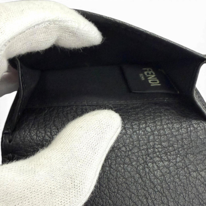 Excellent FENDI Tri-fold wallet Celeria Compact wallet black leather mens 7M0280