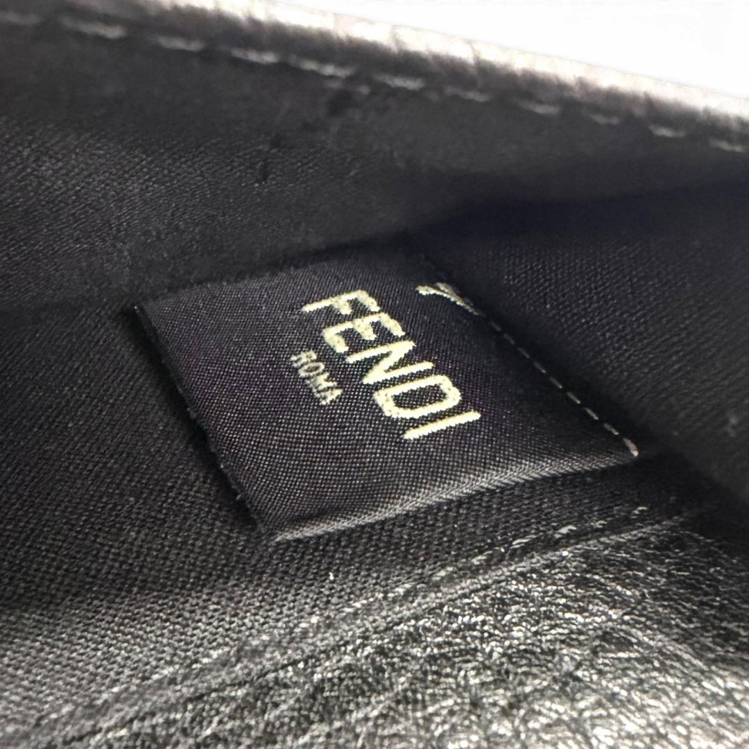 Excellent FENDI Tri-fold wallet Celeria Compact wallet black leather mens 7M0280