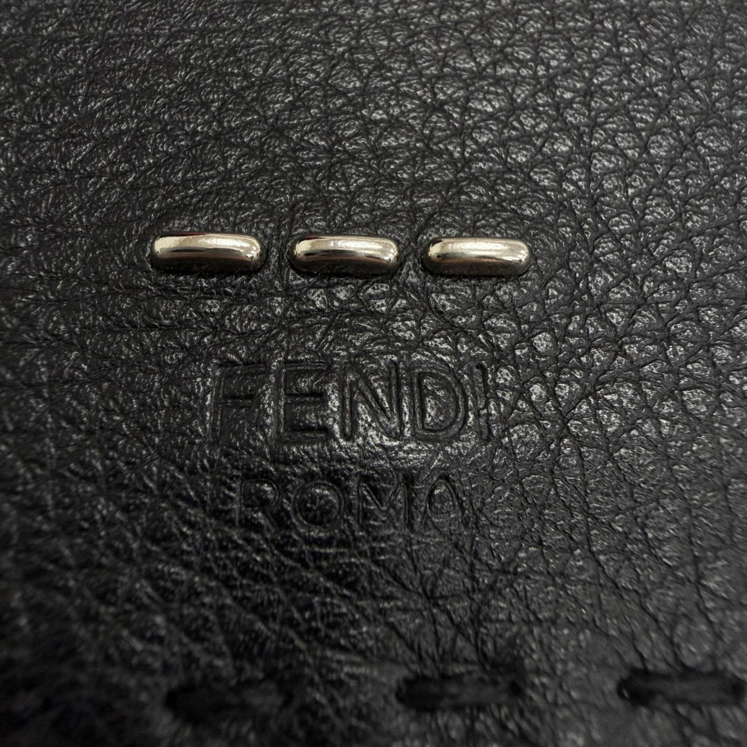 Excellent FENDI Tri-fold wallet Celeria Compact wallet black leather mens 7M0280