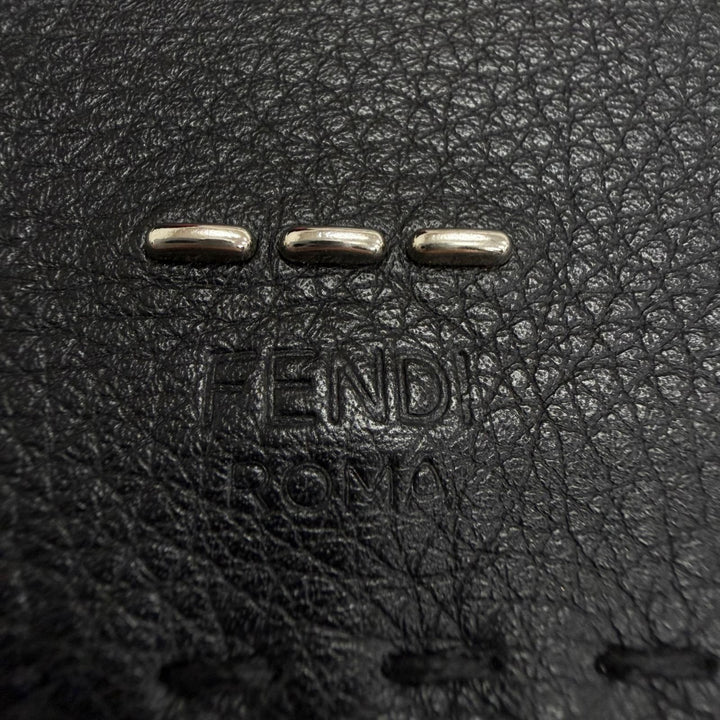 Excellent FENDI Tri-fold wallet Celeria Compact wallet black leather mens 7M0280