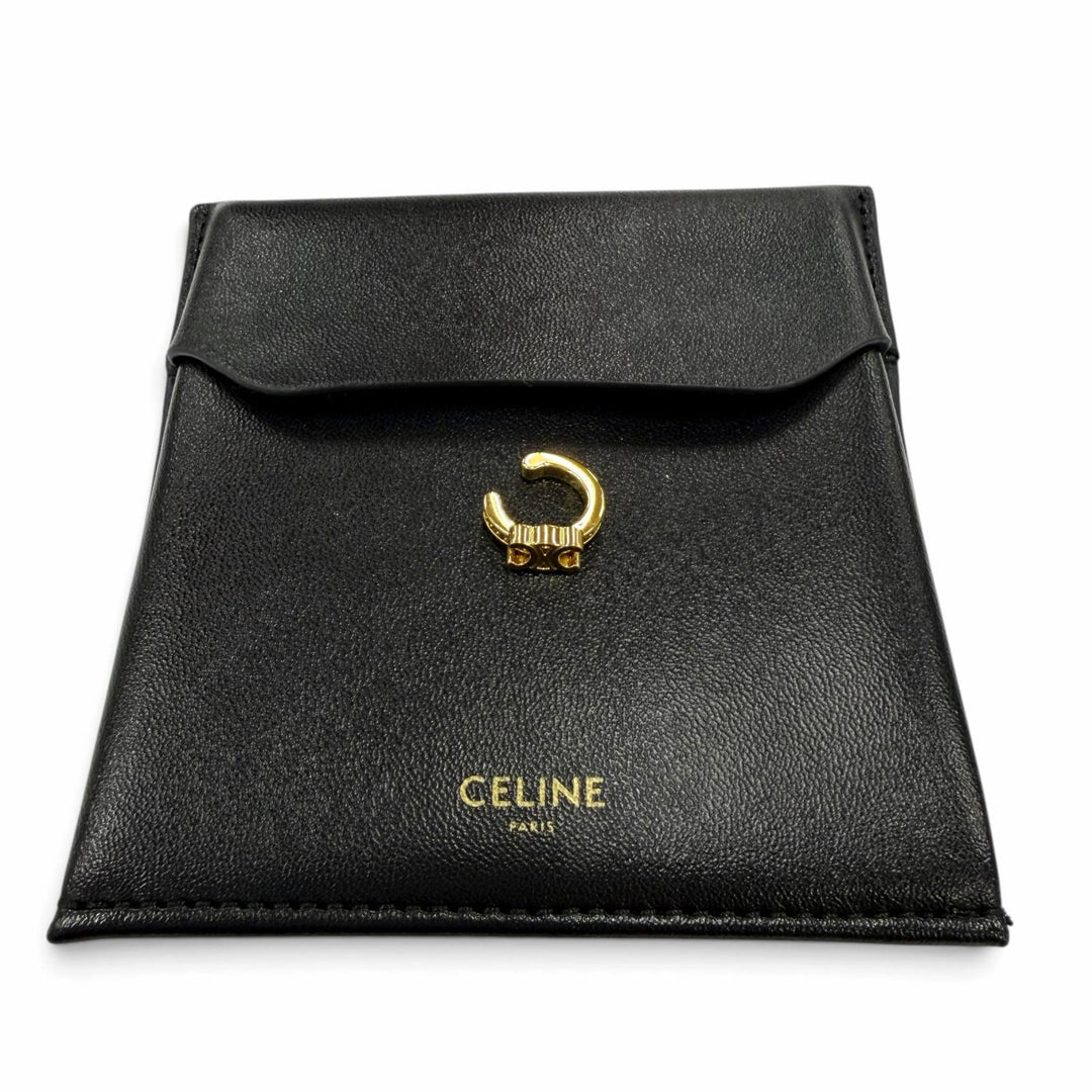 Excellent CELINE Earring Triomphe Sparkle Ear Cuff Rhinestone gold Strath