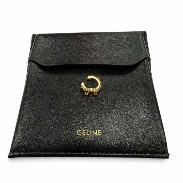 Excellent CELINE Earring Triomphe Sparkle Ear Cuff Rhinestone gold Strath
