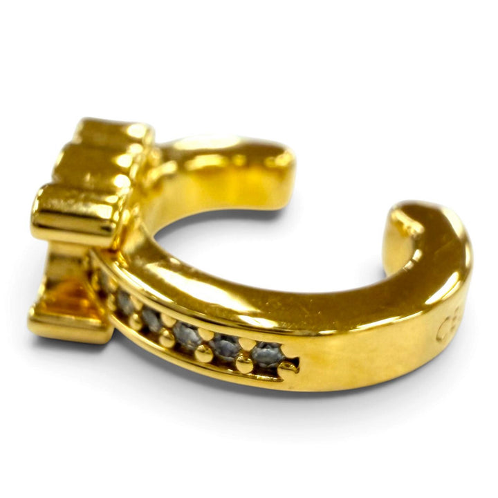 Excellent CELINE Earring Triomphe Sparkle Ear Cuff Rhinestone gold Strath
