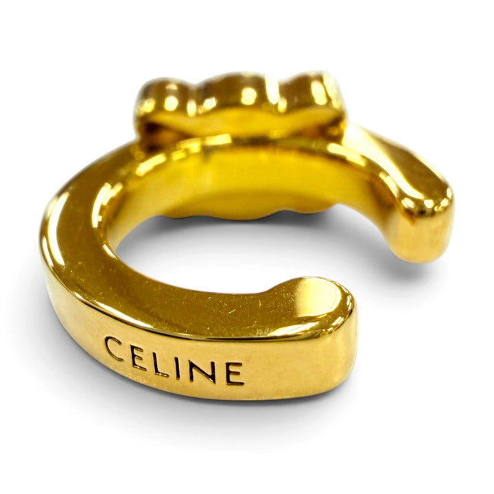 Excellent CELINE Earring Triomphe Sparkle Ear Cuff Rhinestone gold Strath