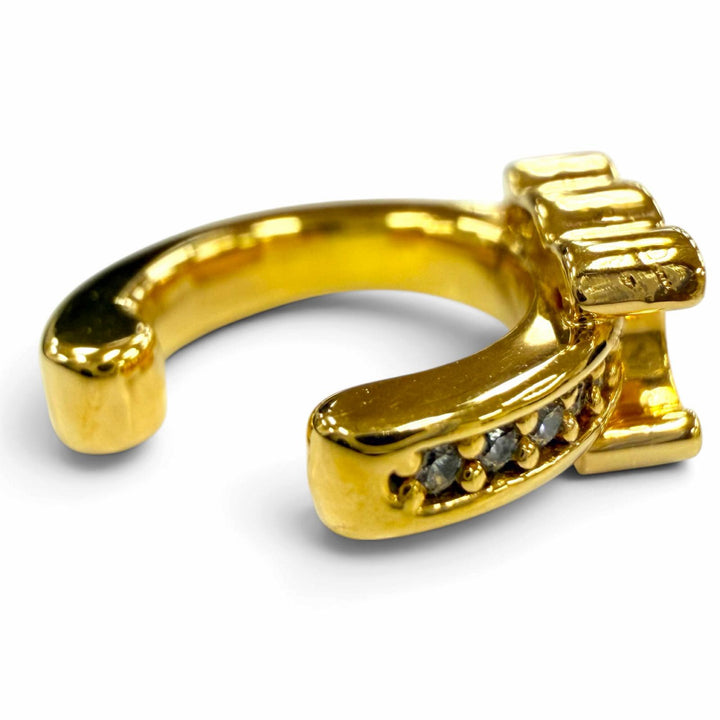 Excellent CELINE Earring Triomphe Sparkle Ear Cuff Rhinestone gold Strath