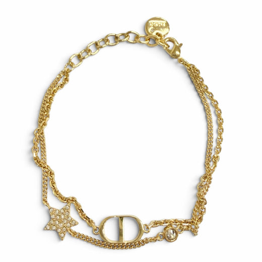 Great DIOR bracelet Petit CD double bracelet Star gold crystal Women B1133PMTCY