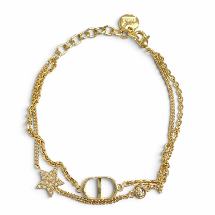 Great DIOR bracelet Petit CD double bracelet Star gold crystal Women B1133PMTCY
