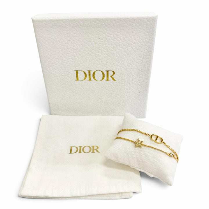 Great DIOR bracelet Petit CD double bracelet Star gold crystal Women B1133PMTCY
