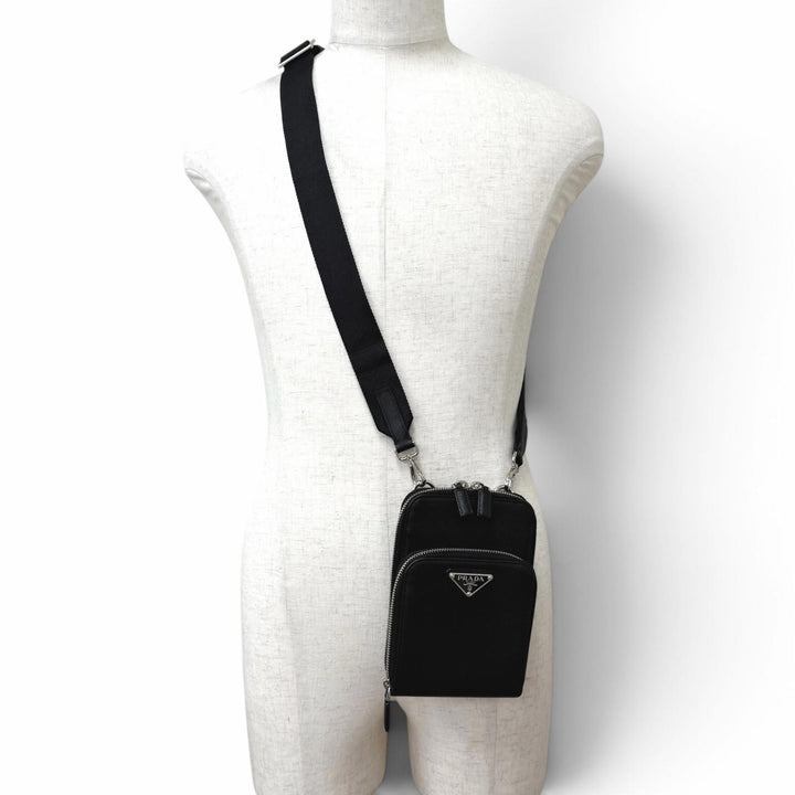 Very Good PRADA Shoulder Bag Triangle logo smartphone case black