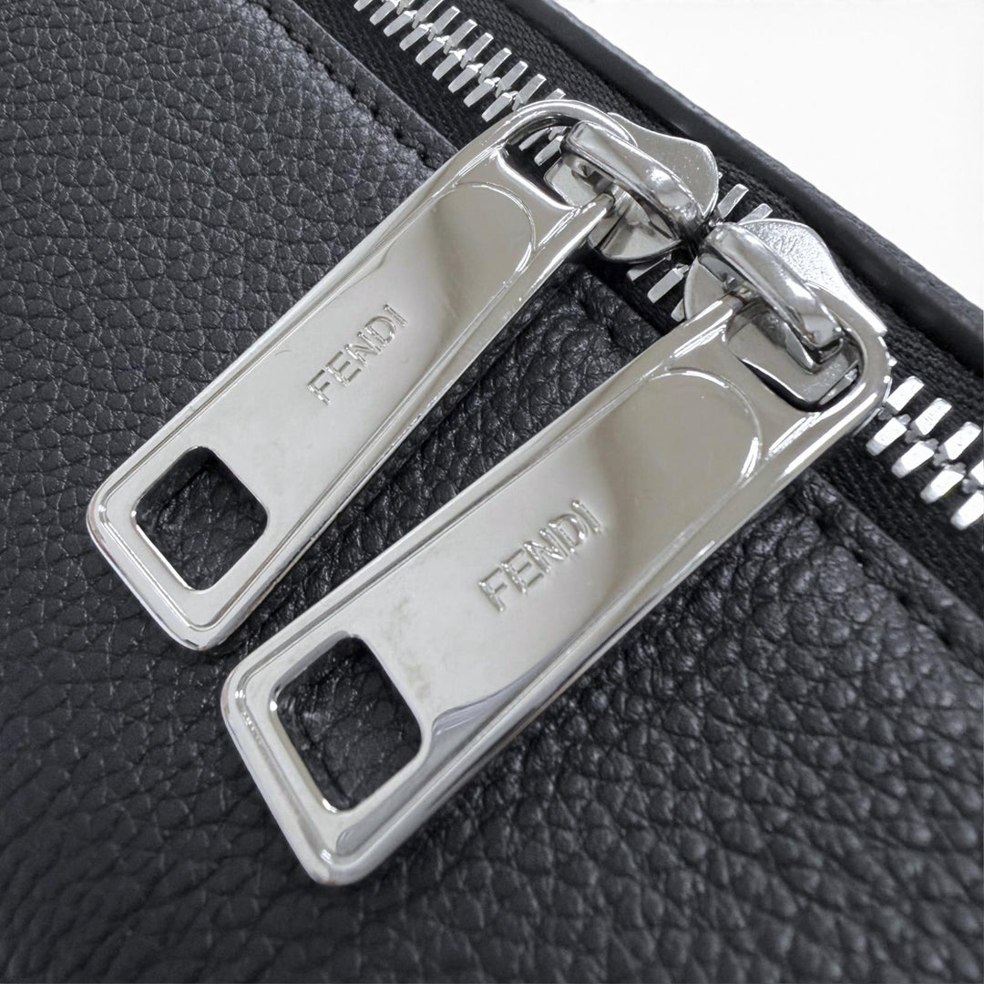 Excellent FENDI Shoulder Bag Louis Medium FF Metal 2WAY Grain Calfskin 7VA672