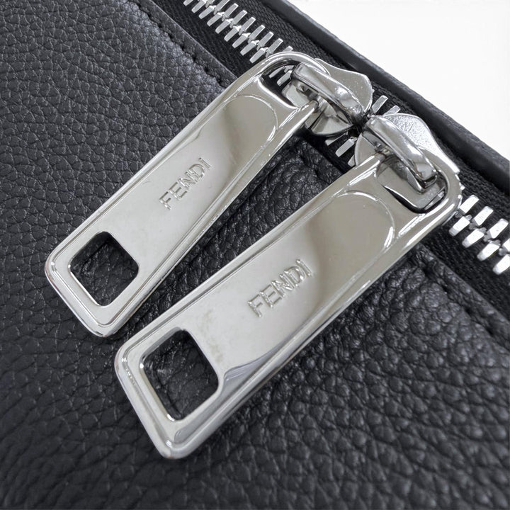 Excellent FENDI Shoulder Bag Louis Medium FF Metal 2WAY Grain Calfskin 7VA672