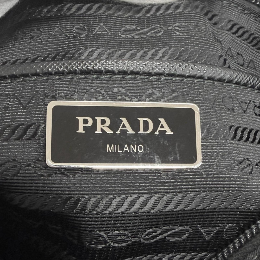 Excellent PRADA Shoulder Bag Triangle Logo Re-Nylon Messenger Bag black