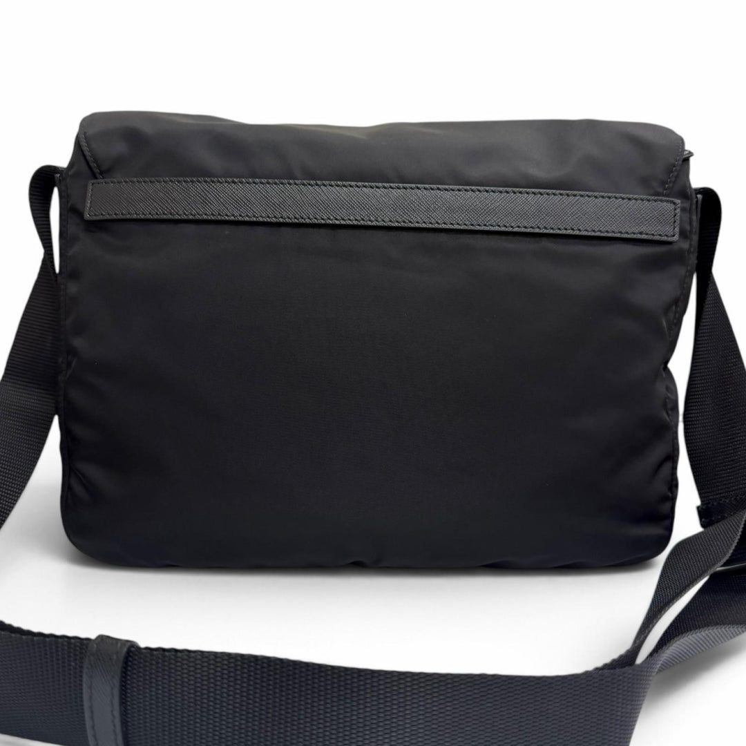 Excellent PRADA Shoulder Bag Triangle Logo Re-Nylon Messenger Bag black