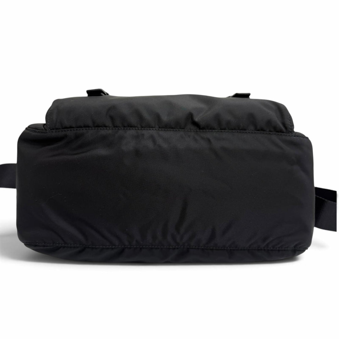 Excellent PRADA Shoulder Bag Triangle Logo Re-Nylon Messenger Bag black