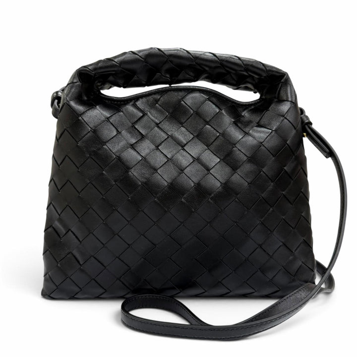 Excellent BOTTEGAVENETA Handbag INTRECCIATO Mini Hop 2WAYShoulder Bag black