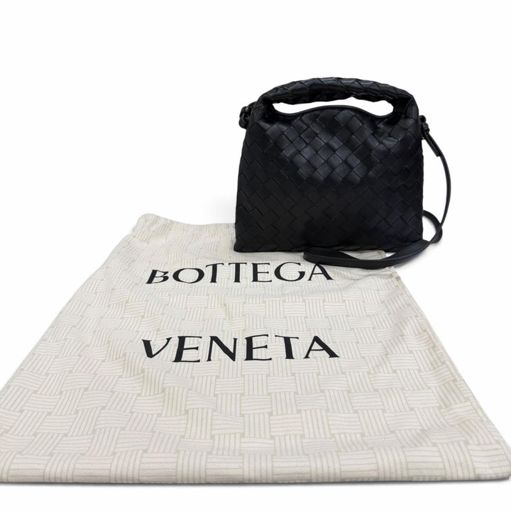 Excellent BOTTEGAVENETA Handbag INTRECCIATO Mini Hop 2WAYShoulder Bag black