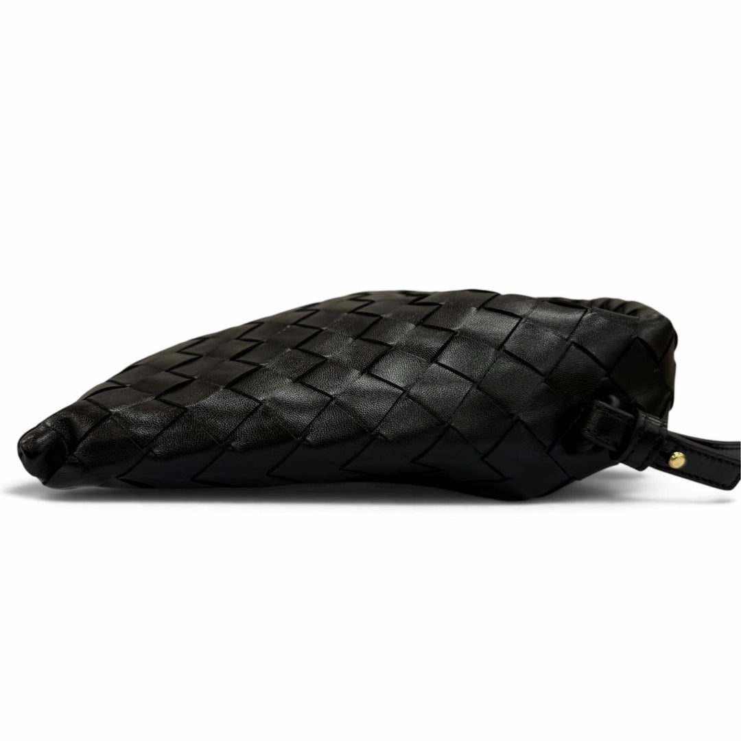 Excellent BOTTEGAVENETA Handbag INTRECCIATO Mini Hop 2WAYShoulder Bag black