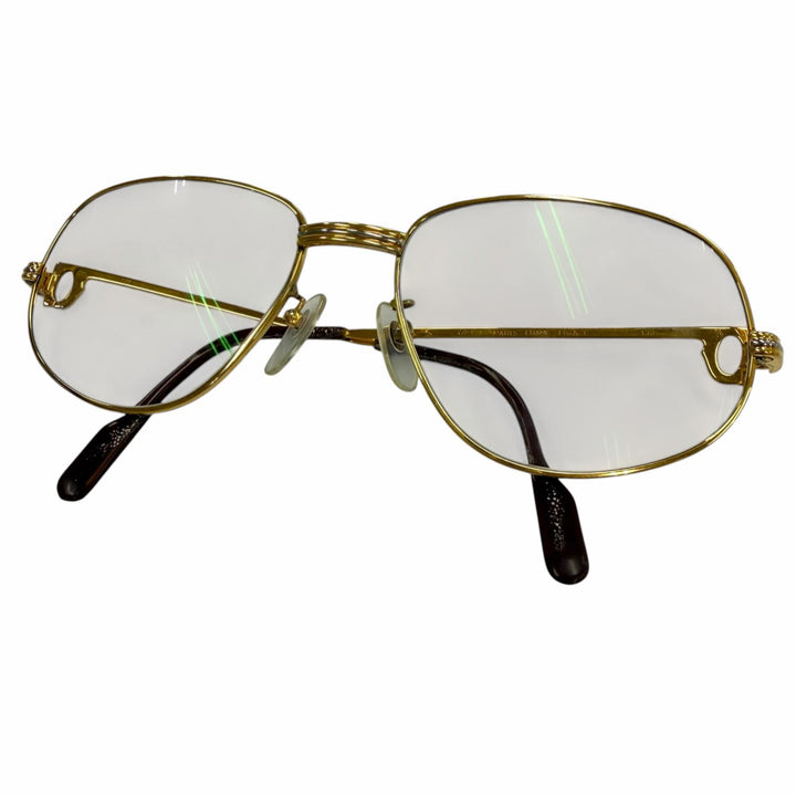 Very Good Cartier Glasses Trinity Logo Metal gold mens