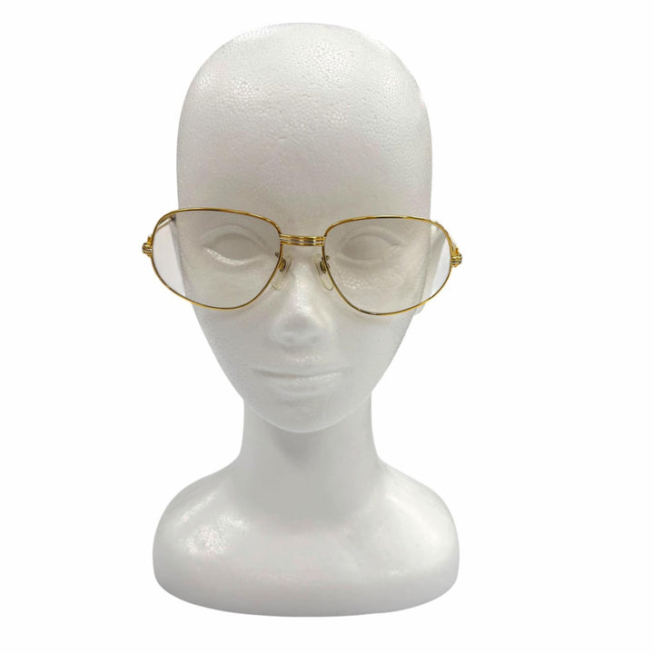 Very Good Cartier Glasses Trinity Logo Metal gold mens