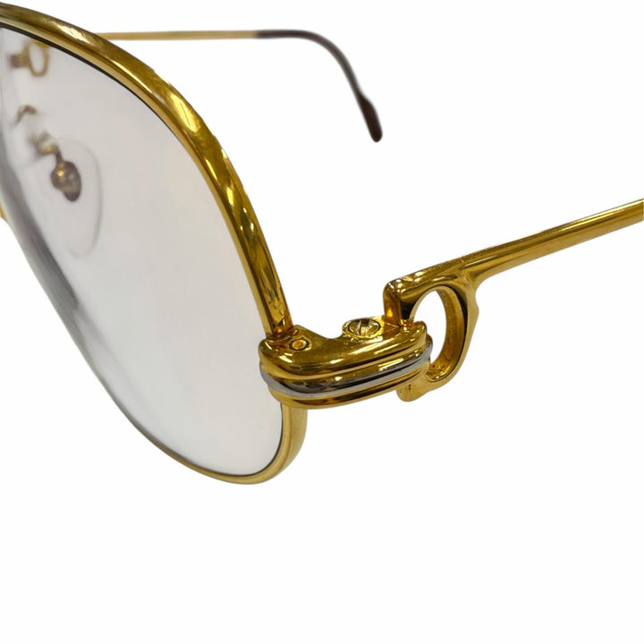 Very Good Cartier Glasses Trinity Logo Metal gold mens