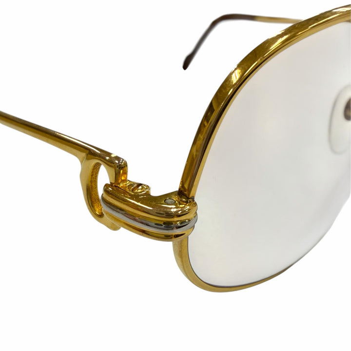 Very Good Cartier Glasses Trinity Logo Metal gold mens