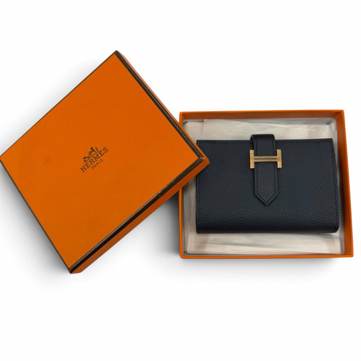 Pristine HERMES Bifold Wallet Bearn Mini Epsom Leather Women