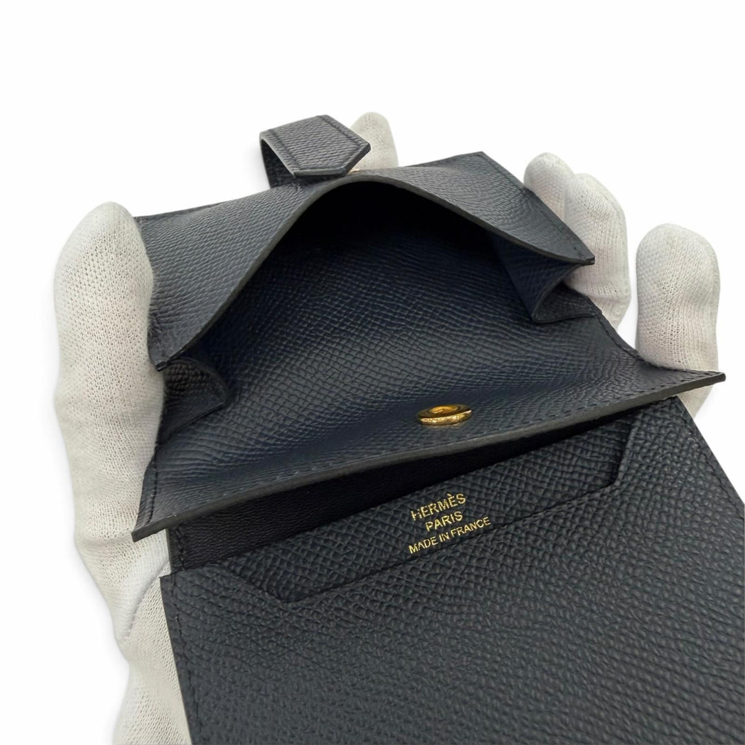 Pristine HERMES Bifold Wallet Bearn Mini Epsom Leather Women