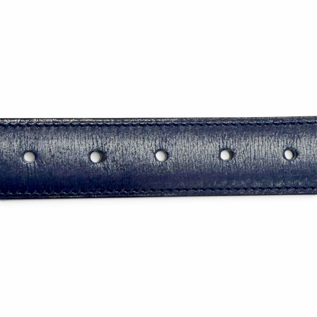 Very Good HERMES belt Leather belt Navy blue leather Women