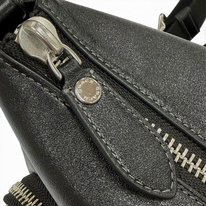 Excellent COACH Shoulder Bag Domino File Bag black Smooth Rubbed mens CDU91