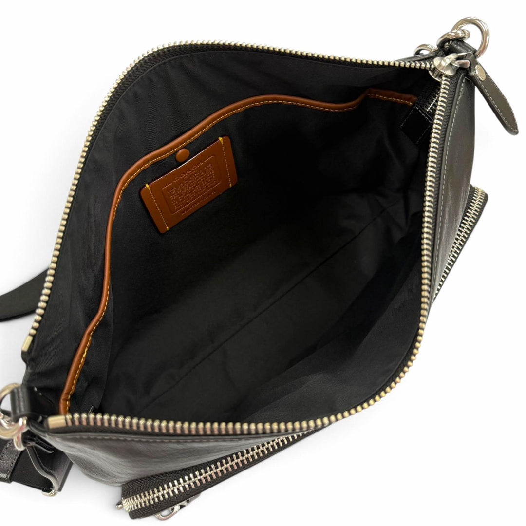Excellent COACH Shoulder Bag Domino File Bag black Smooth Rubbed mens CDU91