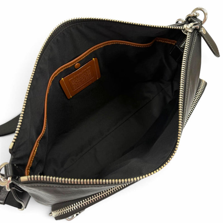 Excellent COACH Shoulder Bag Domino File Bag black Smooth Rubbed mens CDU91