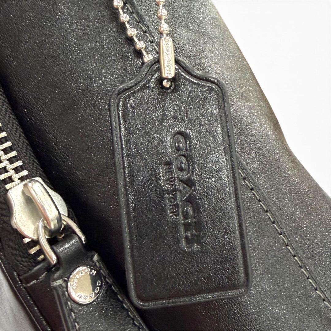 Excellent COACH Shoulder Bag Domino File Bag black Smooth Rubbed mens CDU91