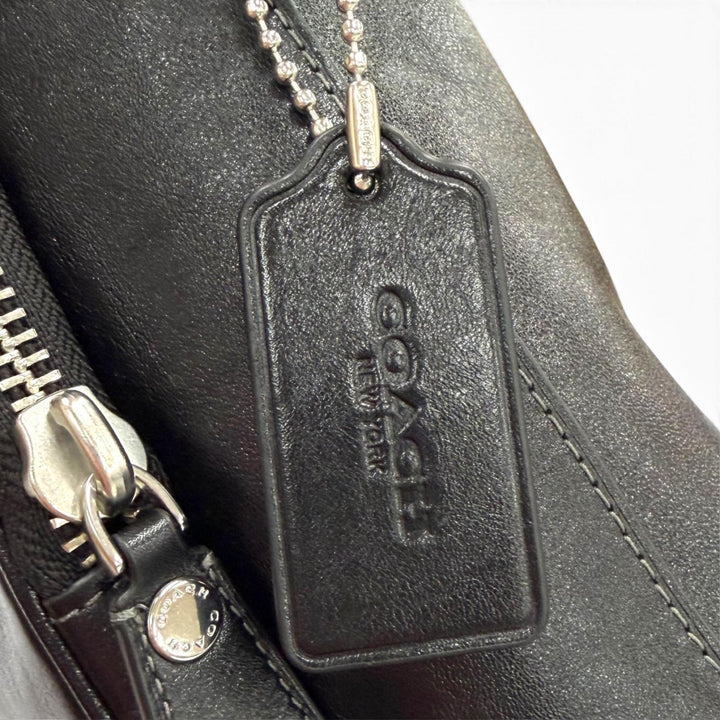 Excellent COACH Shoulder Bag Domino File Bag black Smooth Rubbed mens CDU91