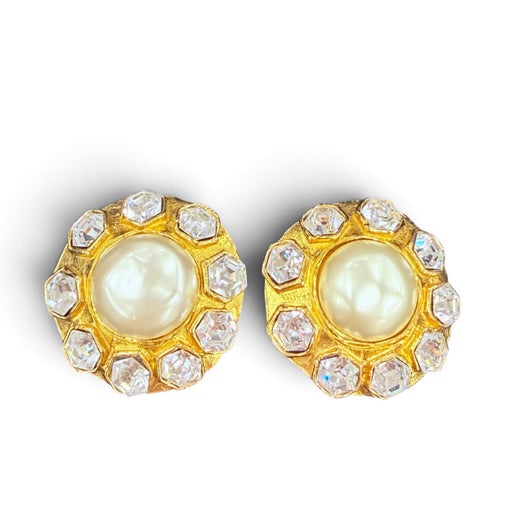 Pristine CHANEL Earring Eco Pearl Cristel Bijou Accessories gold metal Women