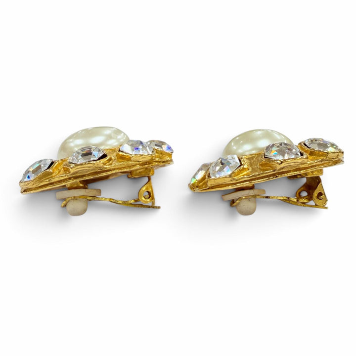 Pristine CHANEL Earring Eco Pearl Cristel Bijou Accessories gold metal Women