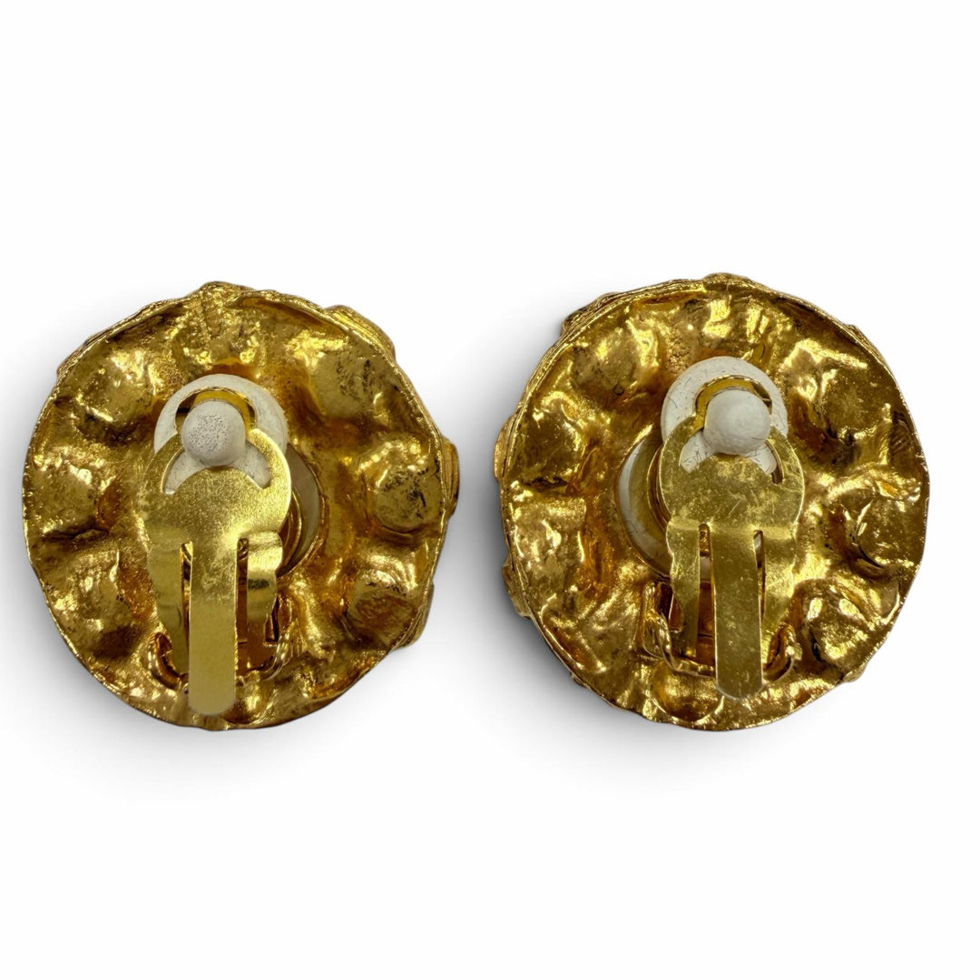 Pristine CHANEL Earring Eco Pearl Cristel Bijou Accessories gold metal Women