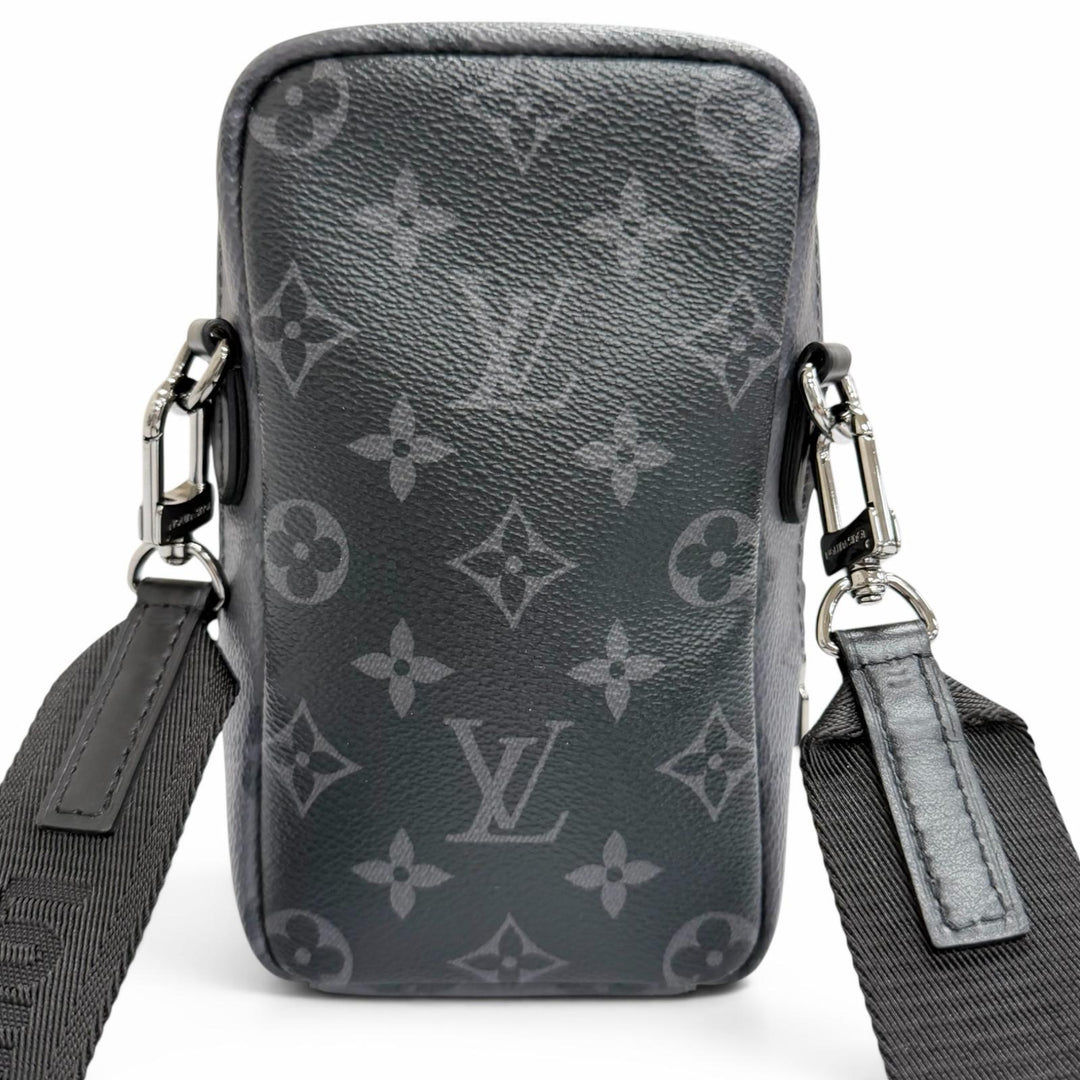 Excellent LOUIS VUITTON Shoulder Bag Double phone pouch black Monogram Eclipse