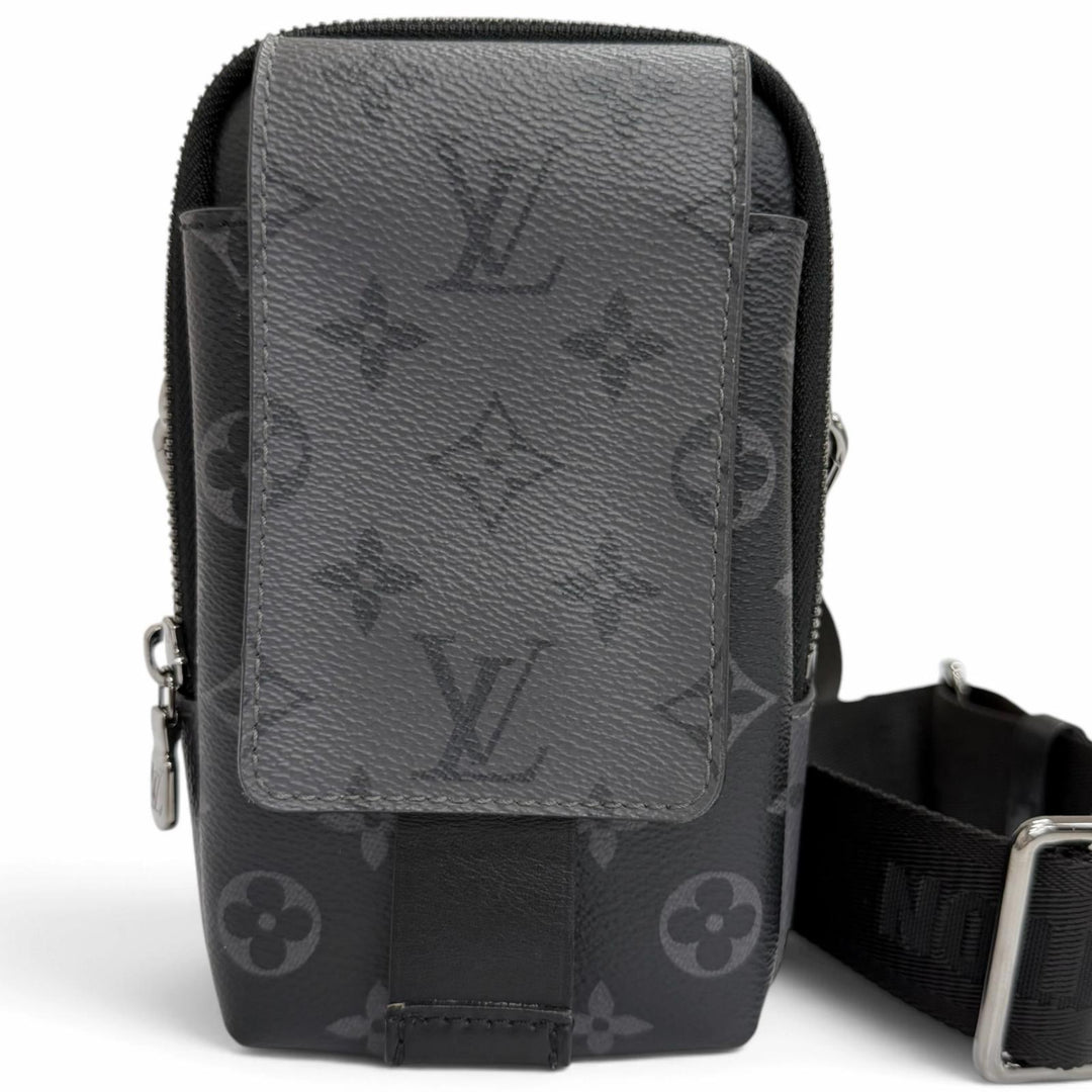 Excellent LOUIS VUITTON Shoulder Bag Double phone pouch black Monogram Eclipse