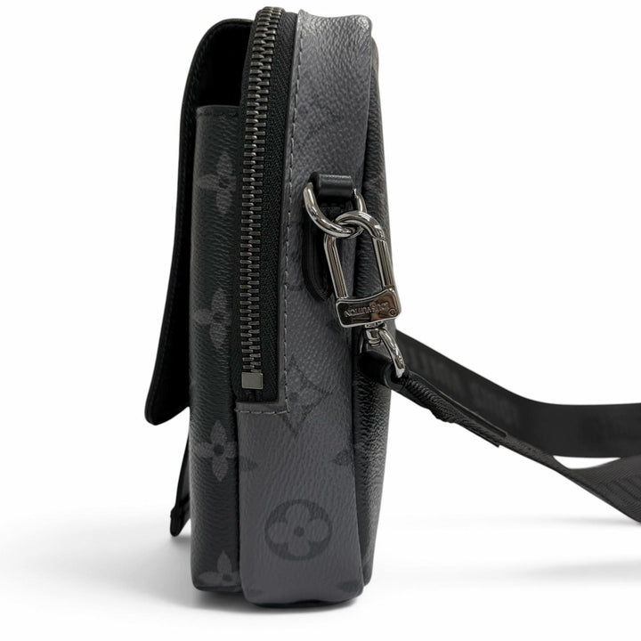 Excellent LOUIS VUITTON Shoulder Bag Double phone pouch black Monogram Eclipse