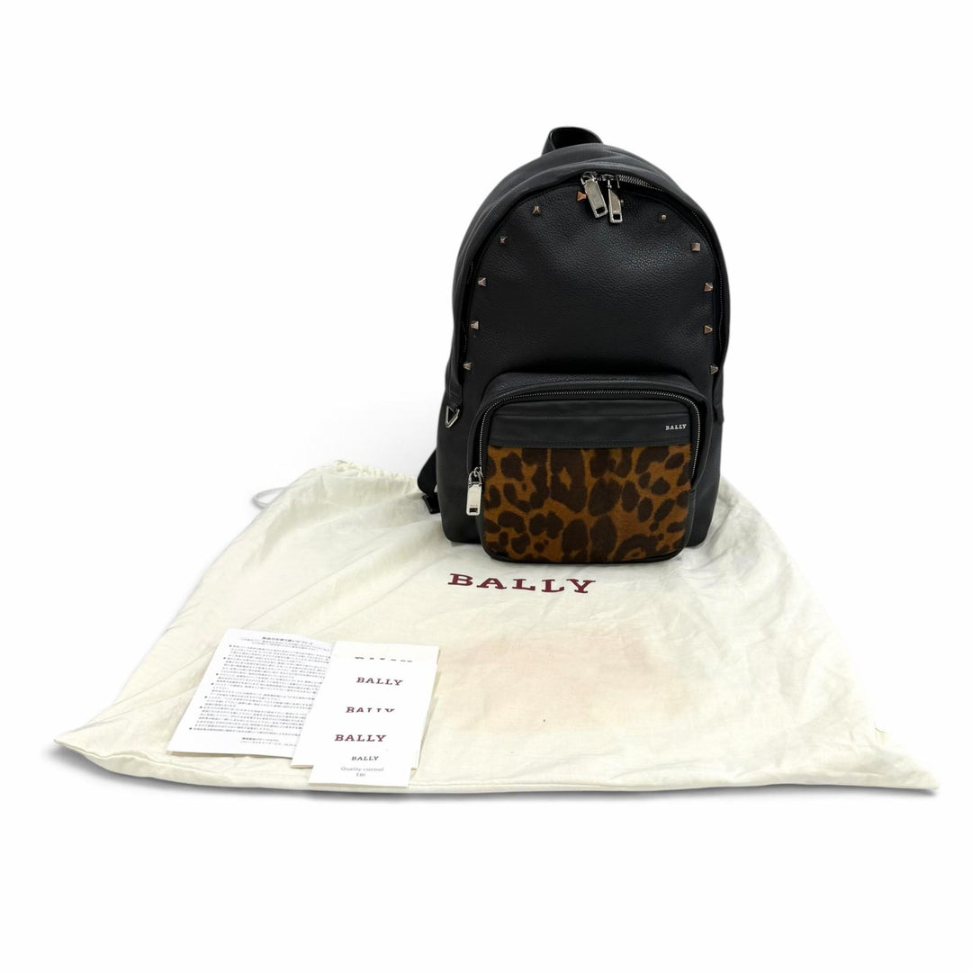 Excellent BALLY Backpack Daypack WOLFSON black leather Women