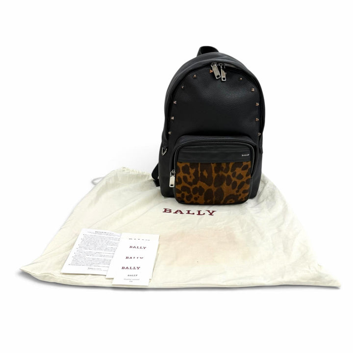 Excellent BALLY Backpack Daypack WOLFSON black leather Women