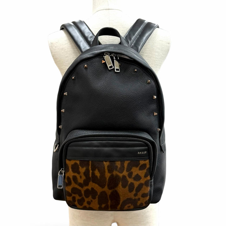 Excellent BALLY Backpack Daypack WOLFSON black leather Women