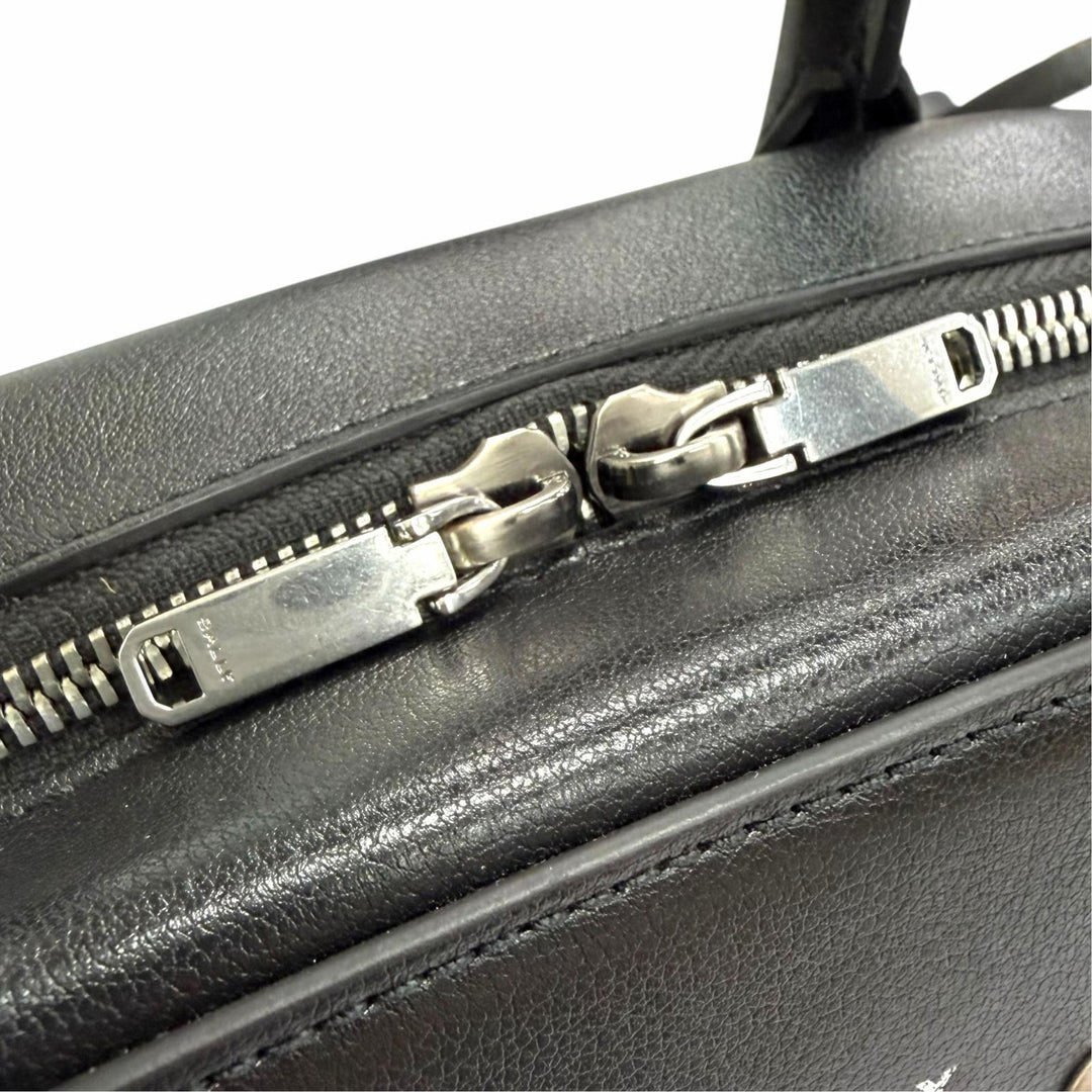 Excellent BALLY Shoulder Bag Unda Satchel Dot Pattern 2-Way Handbag black