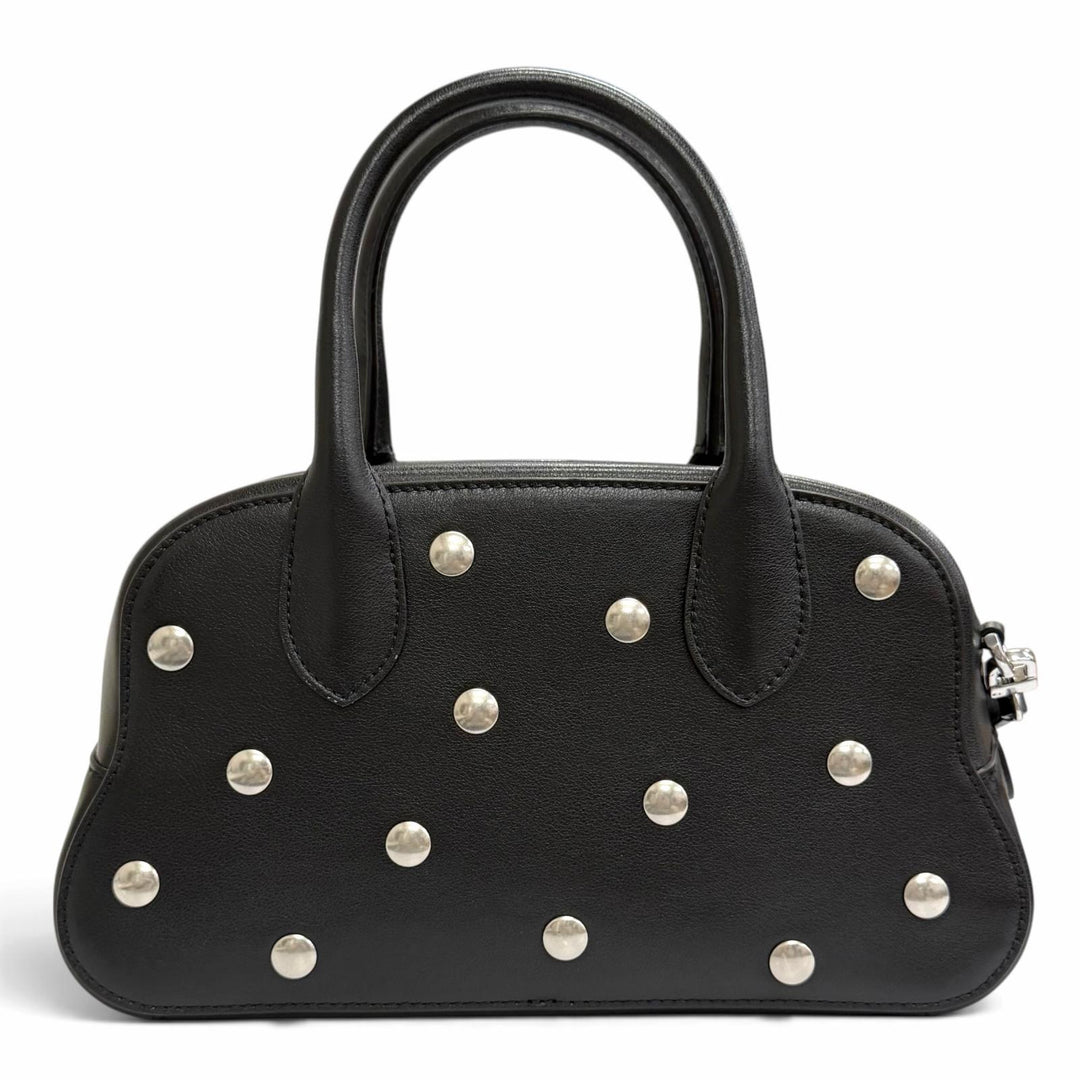 Excellent BALLY Shoulder Bag Unda Satchel Dot Pattern 2-Way Handbag black